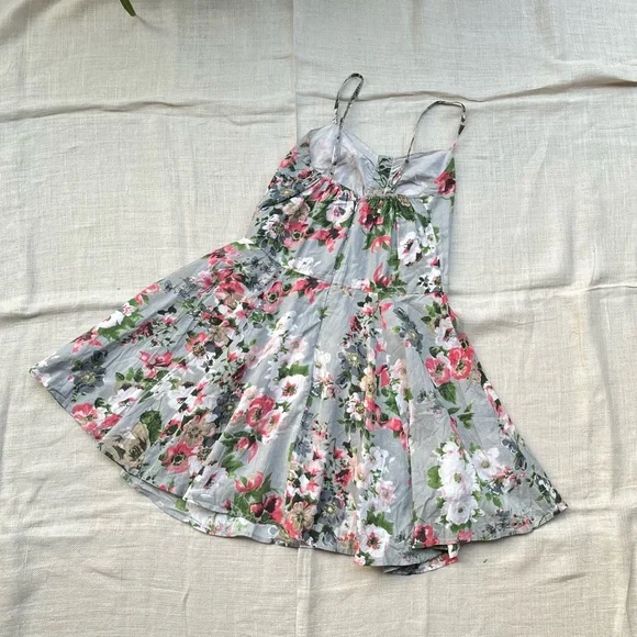 Grey Floral Skater Dress - Picture 5 of 9
